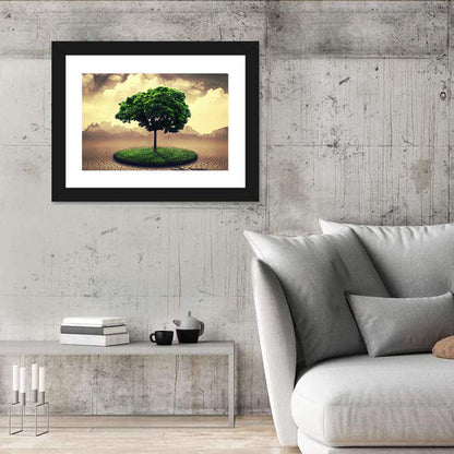 Circular Grass Oasis with Lone Tree Wall Art