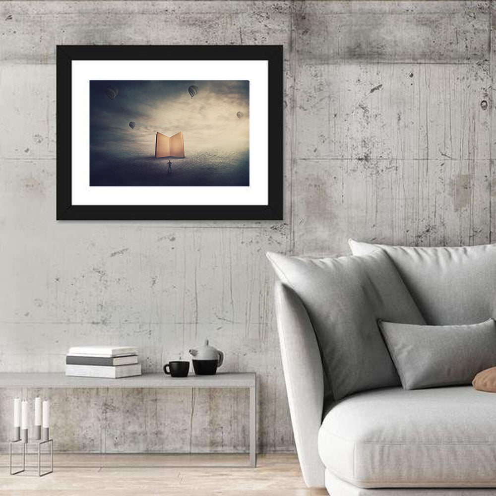 Knowledge and Wisdom Symbol Wall Art in a room, landscape