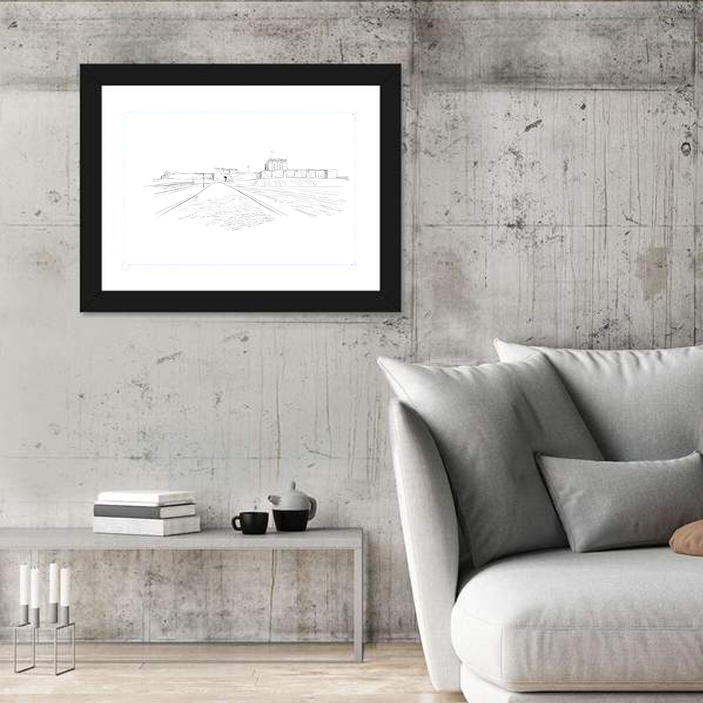 Carlisle Castle Sketch Wall Art in a room, landscape