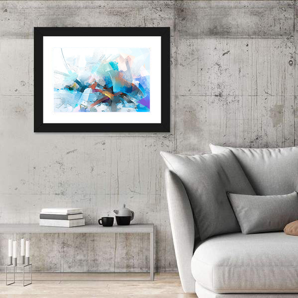 Colorful Brushstrokes with Geometric Planes Wall Art