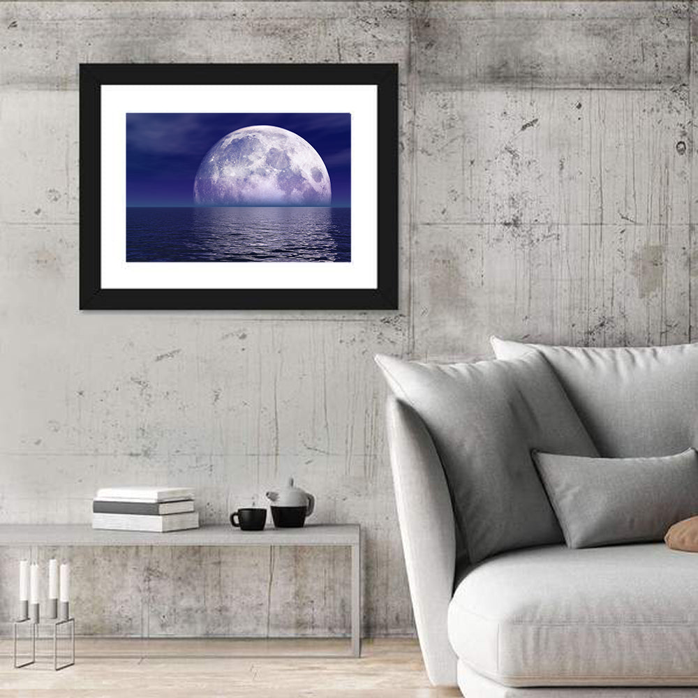 Full Moon Touching Water Wall Art