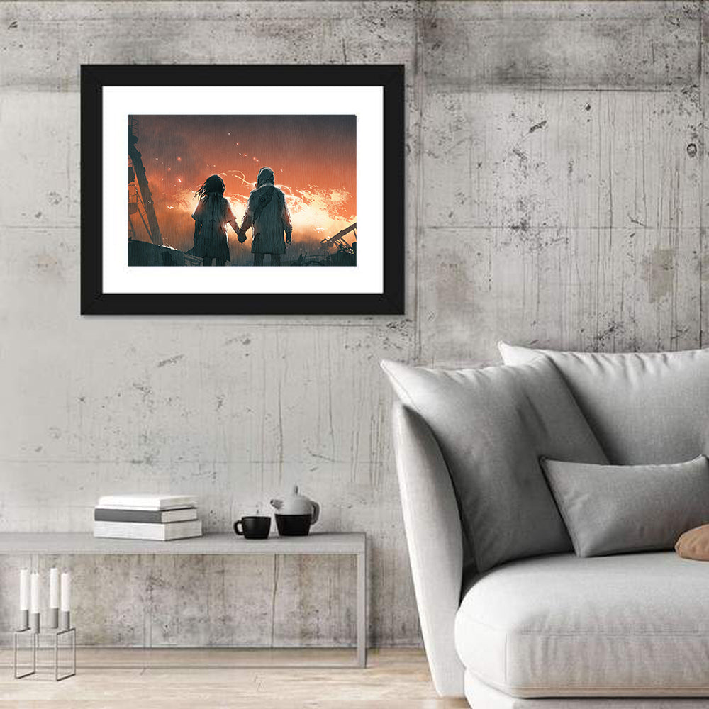 Lovers Before the Flames Wall Art