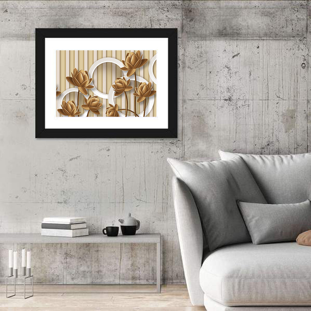 Layered Lotus and Geometric Circles Wall Art in a room, landscape