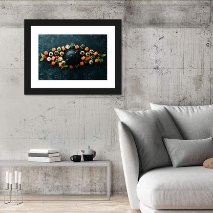 Sushi and Teapot Flat Lay Wall Art