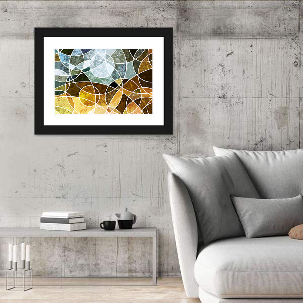 Weathered Geometric Mosaic Wall Art in a room, landscape