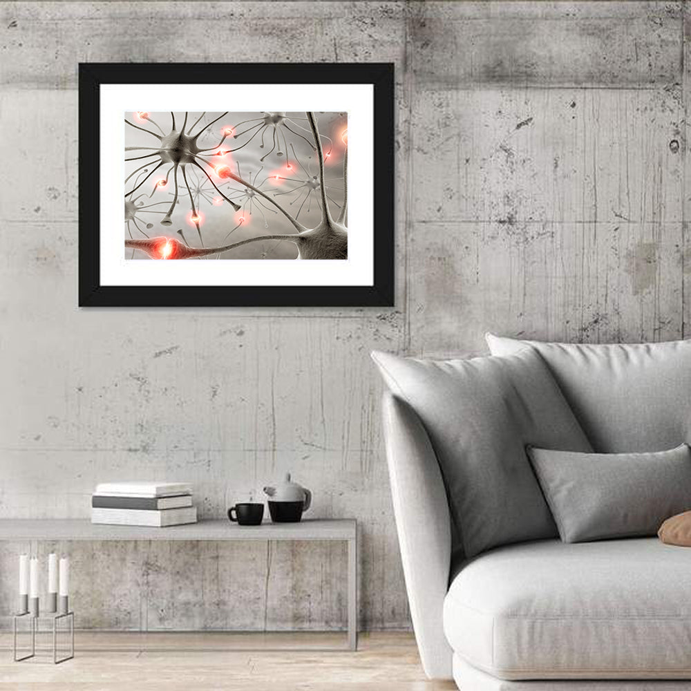 Hardwired Neurons with Glowing Synapses Wall Art in a room, landscape