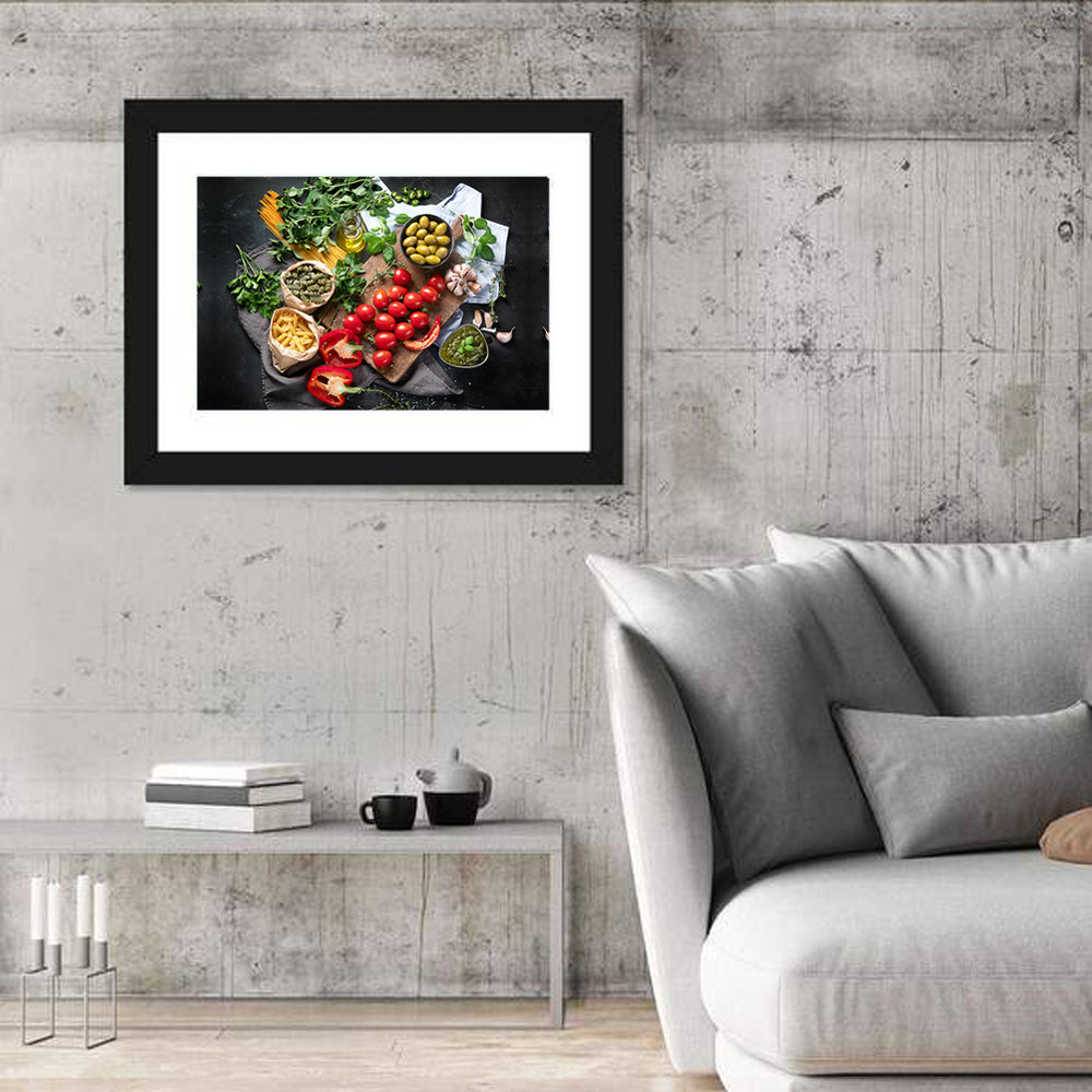 Italian Ingredients Flat Lay Wall Art