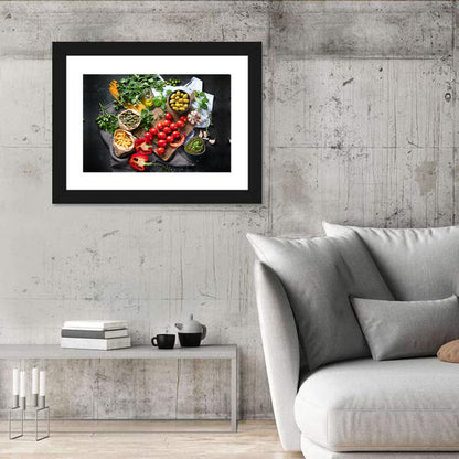 Italian Ingredients Flat Lay Wall Art