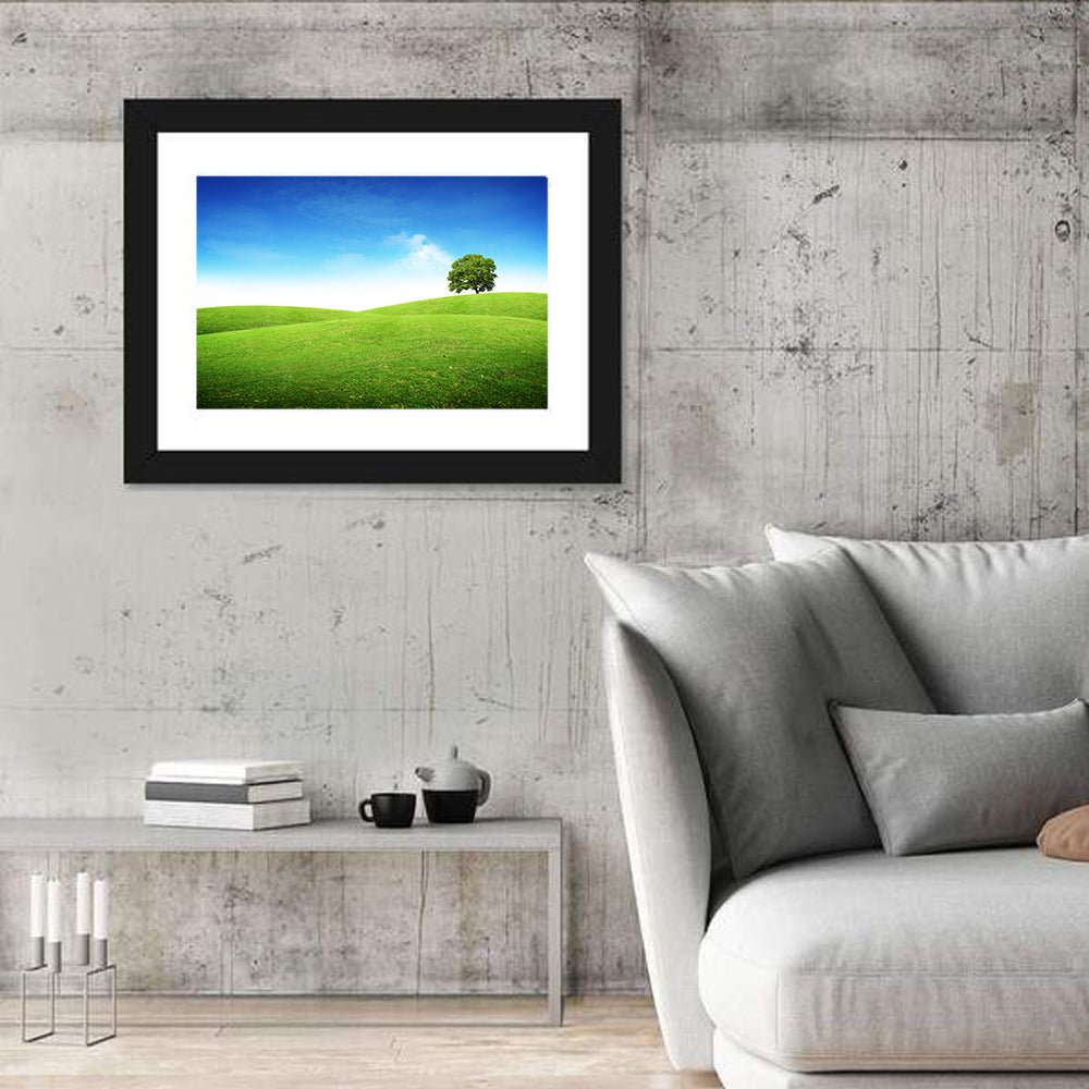 Lone Tree on Rolling Green Hill Wall Art