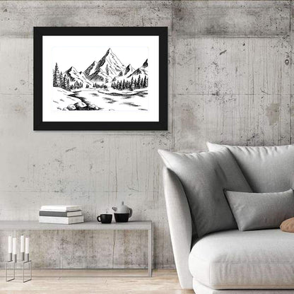 Artistic Mountain Lake Wall Art