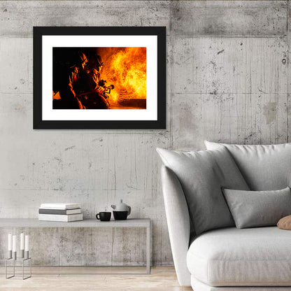Firefighters Battling Flames Wall Art