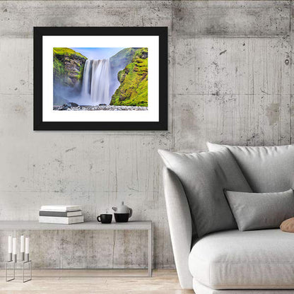 Mossy Skógafoss Waterfall Wall Art