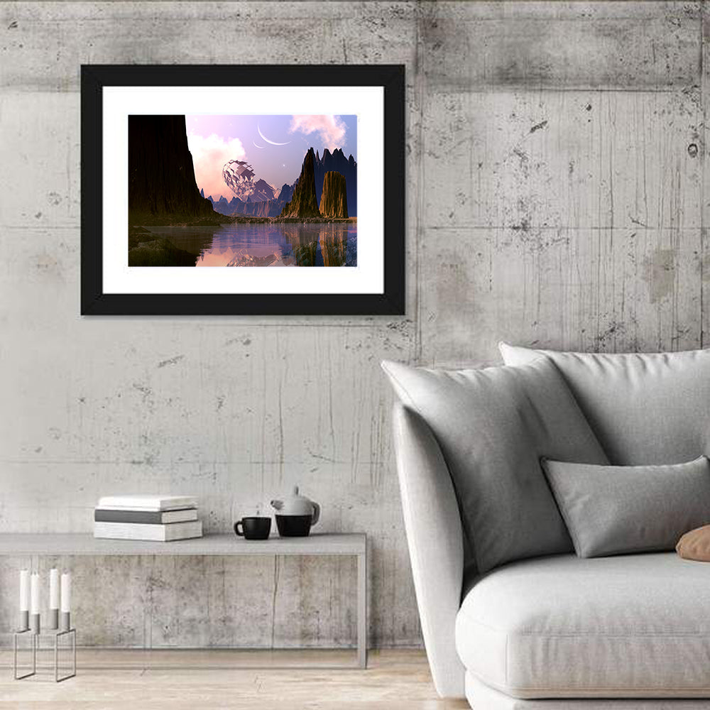 Crashed Spaceship on Alien Planet Wall Art