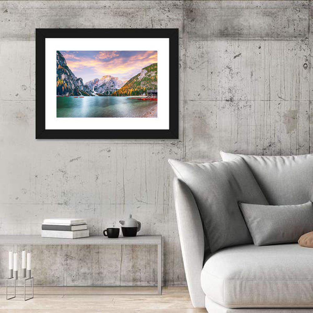 Lago Di Braies Golden Hour Wall Art