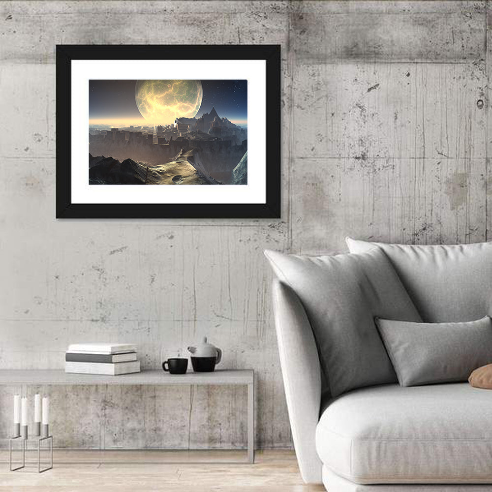 Moonlit Alien City Ruins Wall Art