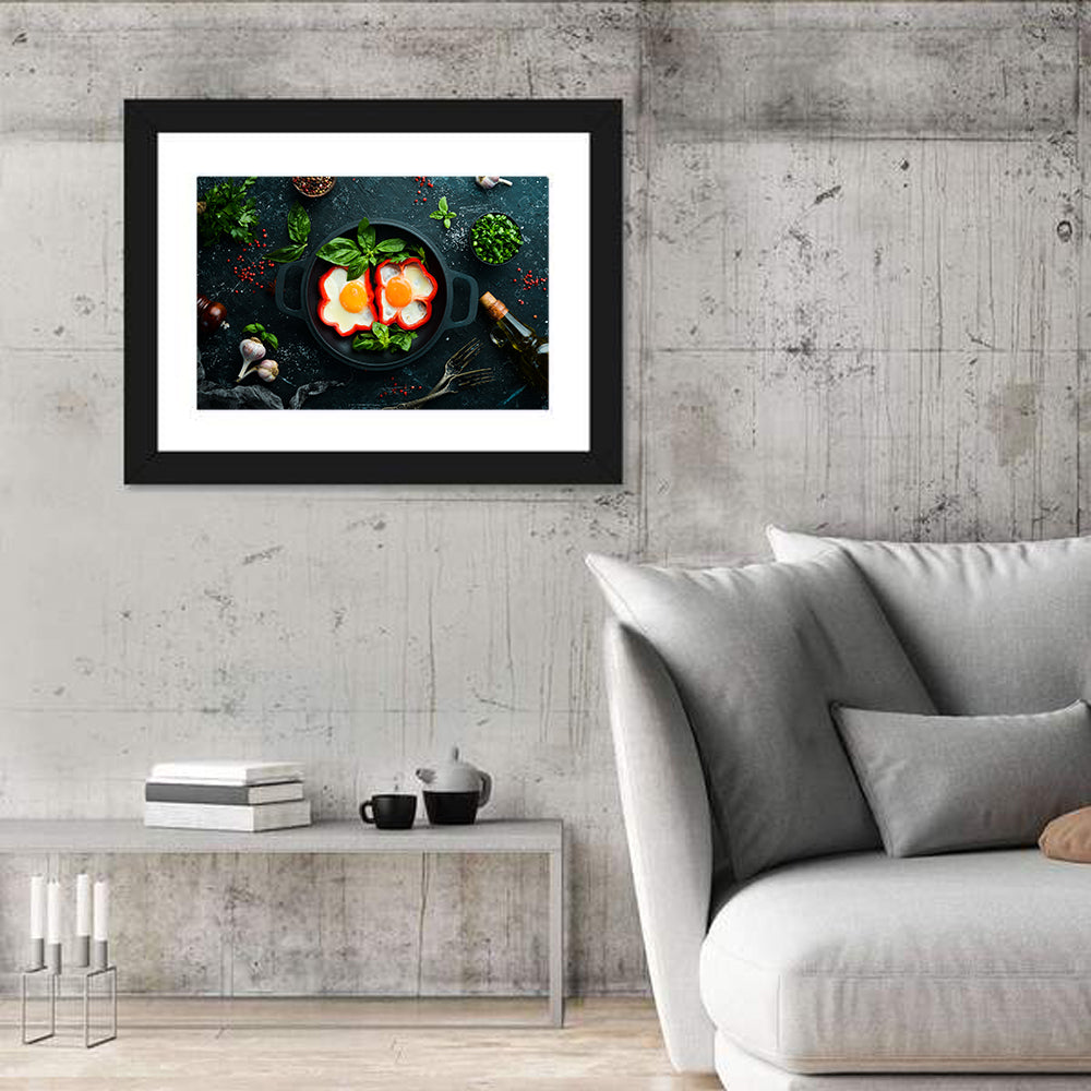 Cast Iron Fried Eggs with Sweet Pepper Wall Art