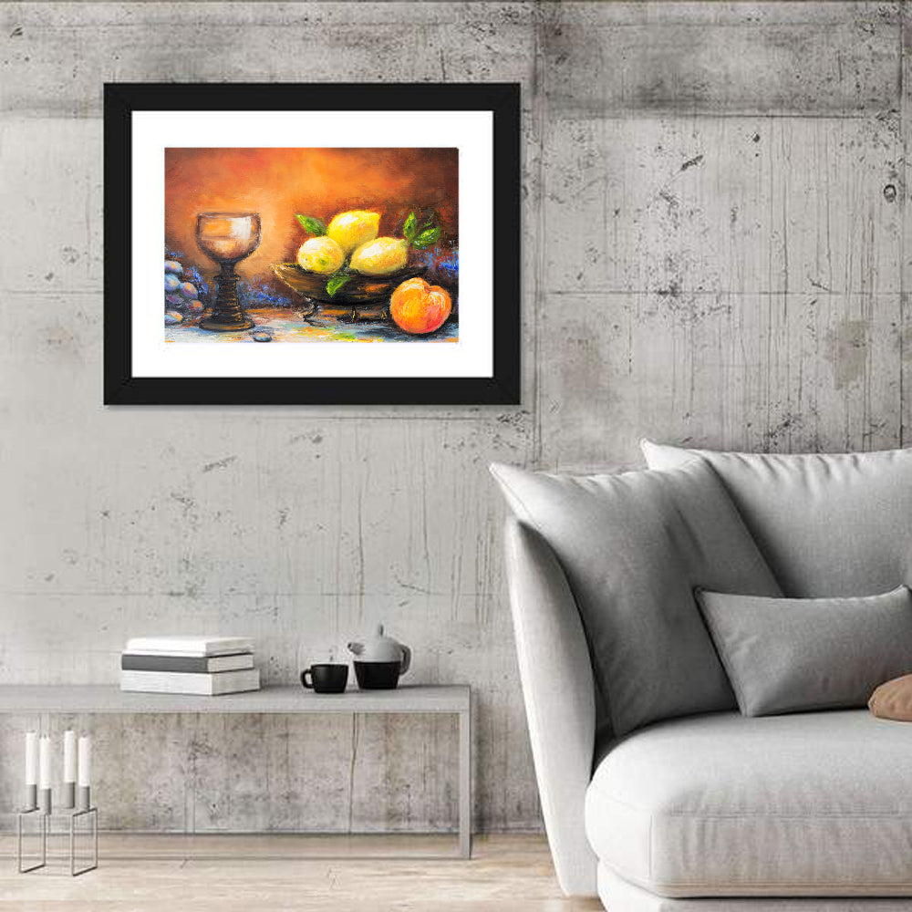 Lemons and Peach Still Life Wall Art