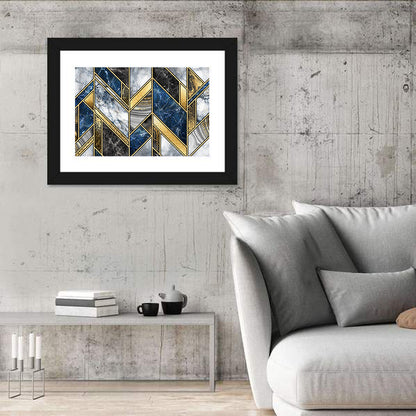 Blue Marble Mosaic with Gold Trim Wall Art