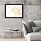Abu Dhabi Gold Line Map Wall Art