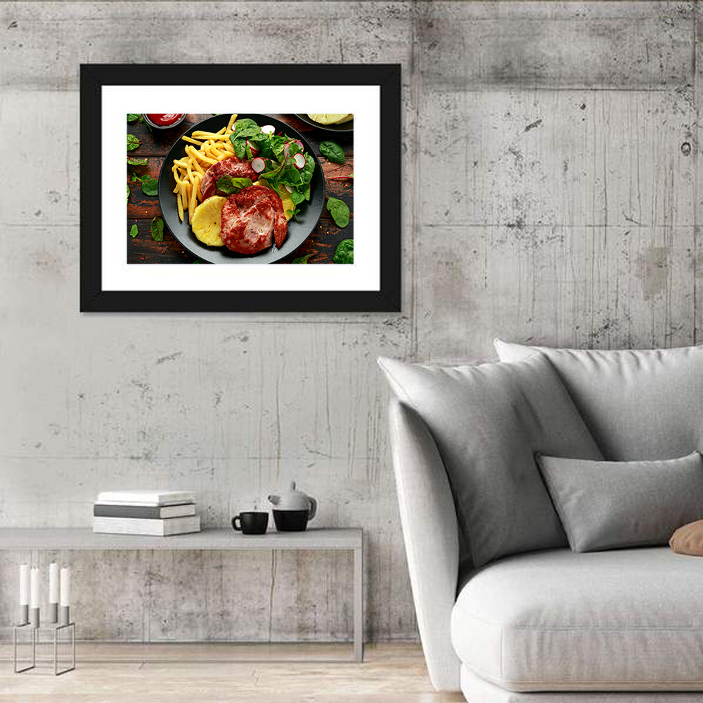 Gammon Steak with Fries and Pineapple Wall Art