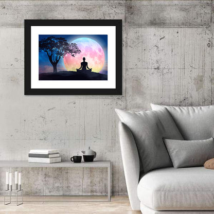 Lotus Pose Moon Silhouette Wall Art