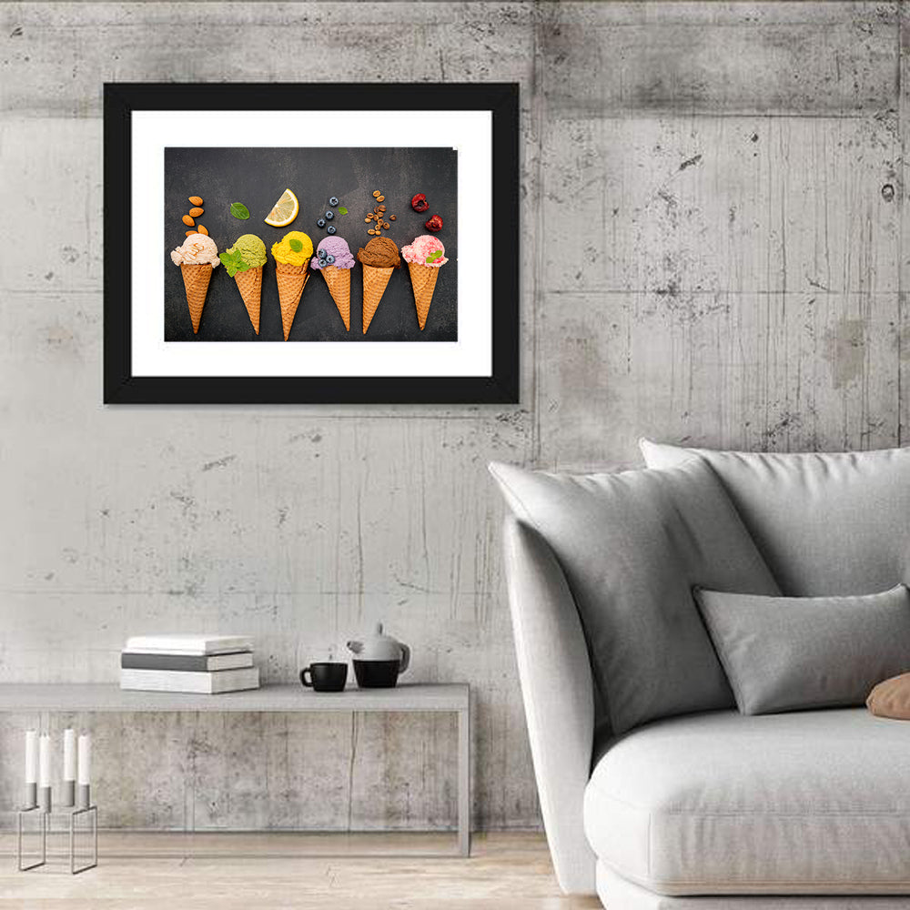 Six Ice Cream Cone Flavors Wall Art