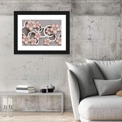 3d Floral Rings in Pink and Gray Wall Art