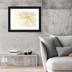 Glasgow Gold Line Map Wall Art