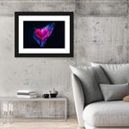 Glowing Pink Heart in Blue Flame Wall Art