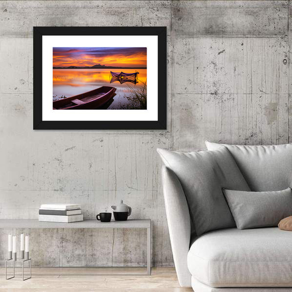 Boat Tide At The Lake Near The Net Wall Art