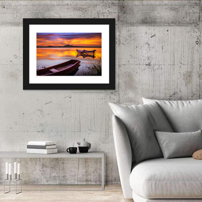 Boat Tide At The Lake Near The Net Wall Art