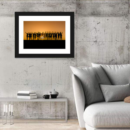 Children Silhouettes at Golden Hour Wall Art