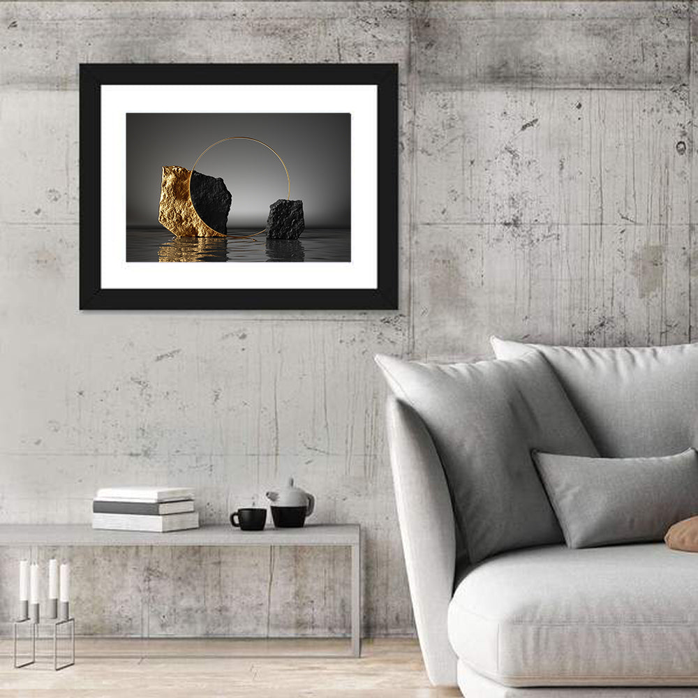 Golden Cobblestone Ring Wall Art in a room, landscape