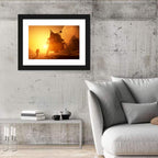 Moonwalker with Lunar Module at Sunset Wall Art