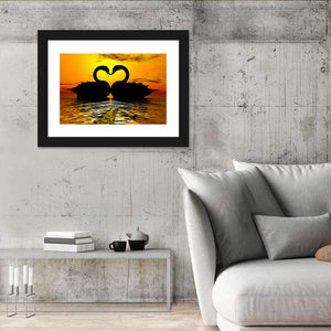 Swan Love Sunset Wall Art