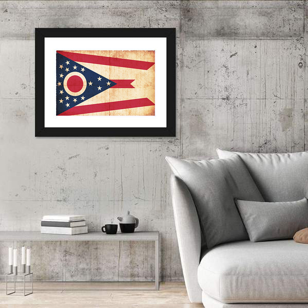 Ohio State Swallowtail Flag Wall Art in a room, landscape