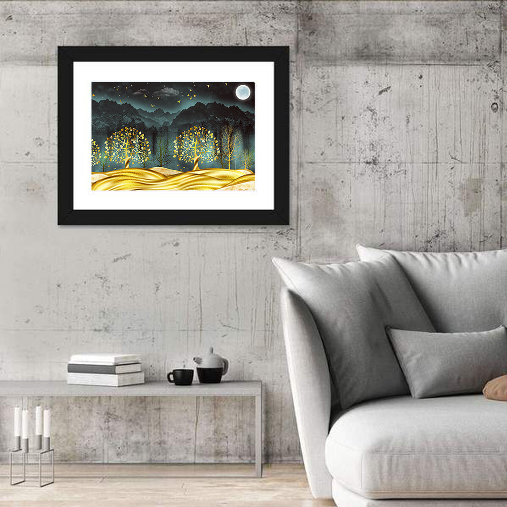 Golden Moon Jungle Landscape Wall Art