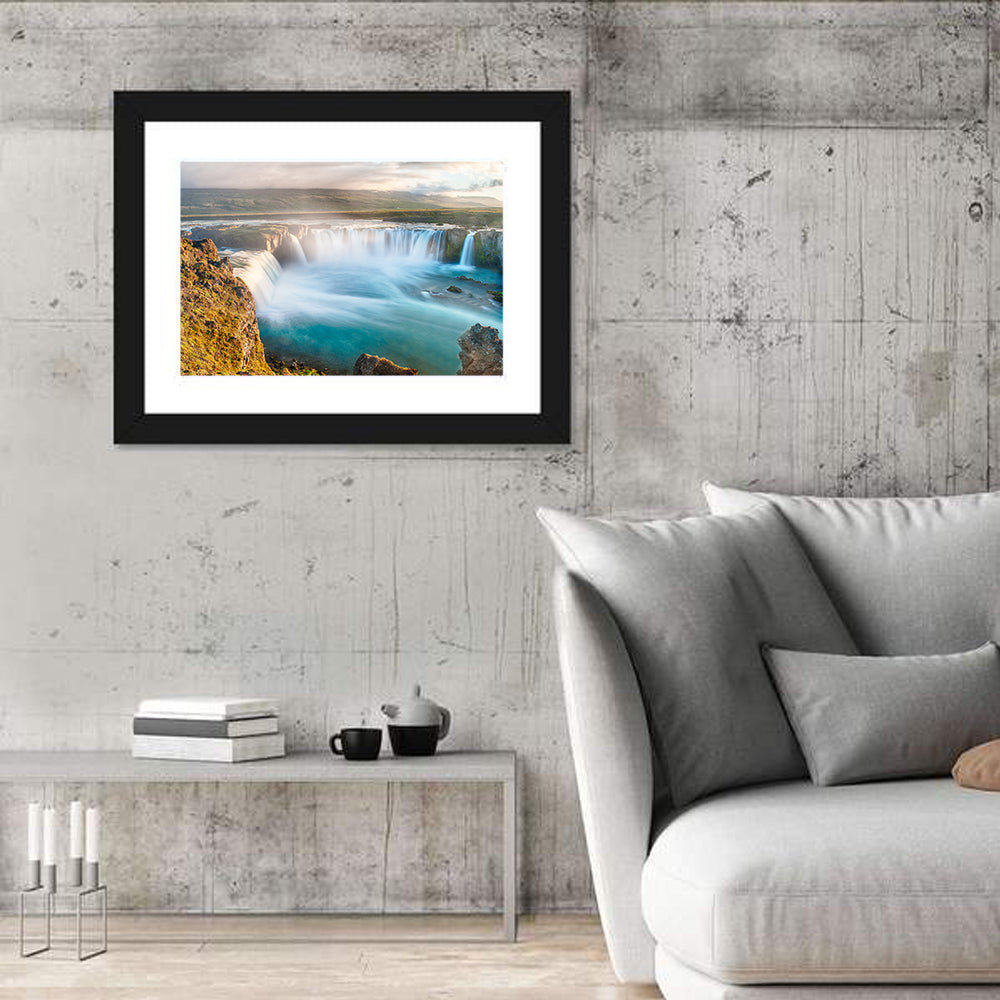 Goðafoss Waterfall, Iceland Wall Art in a room, landscape
