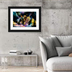 Golden Violin in Blue Nebula Wall Art