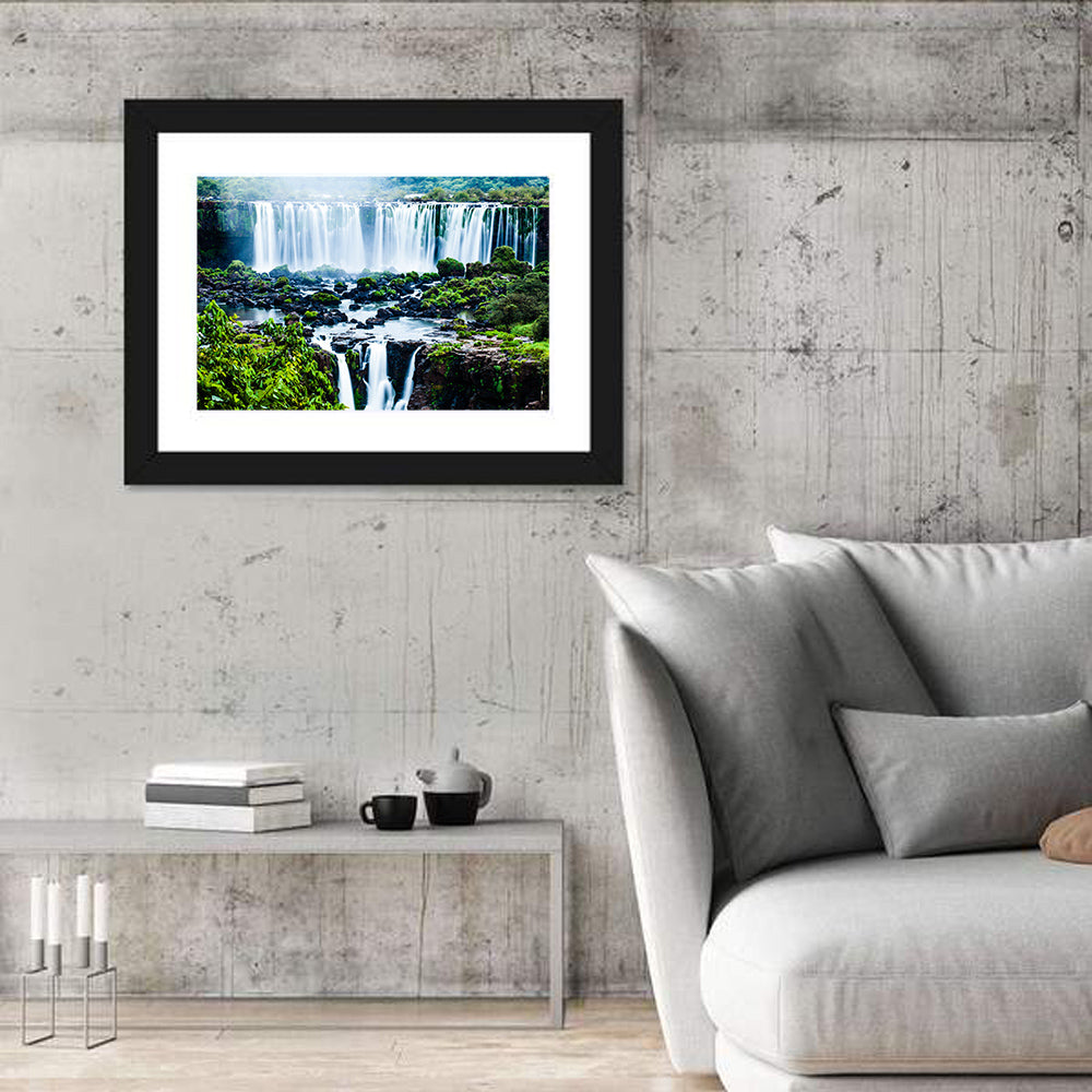 Iguazu Falls Cascades Wall Art in a room, landscape