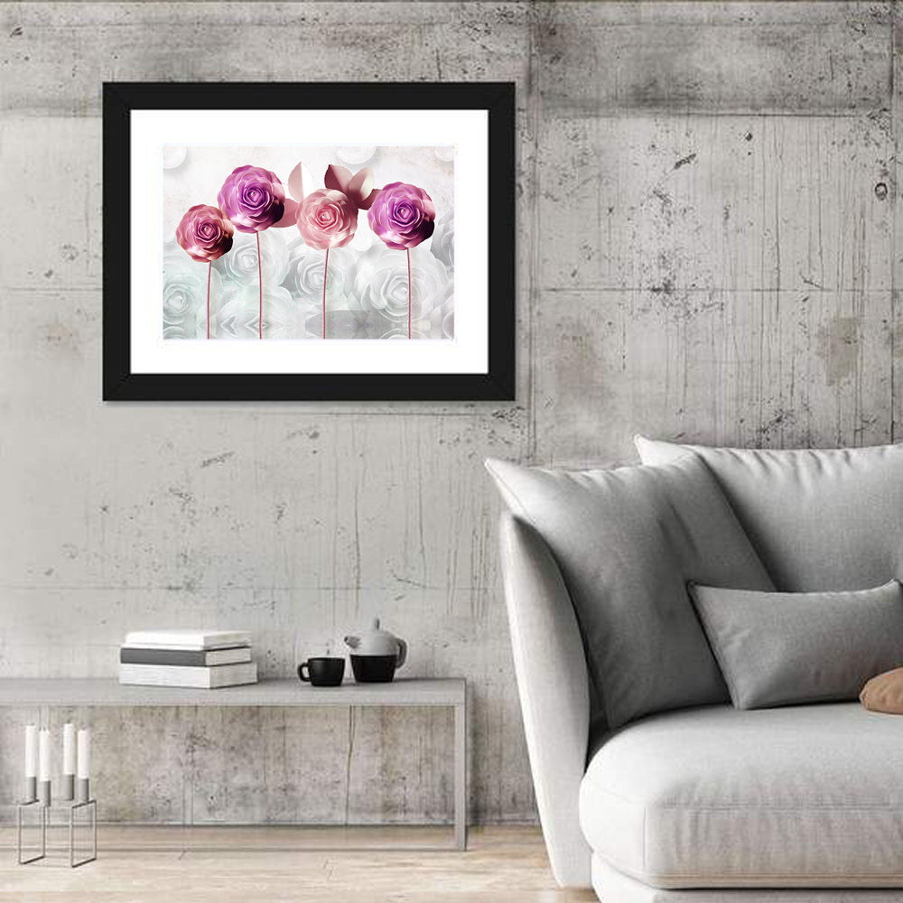 3d Quartet of Roses Wall Art