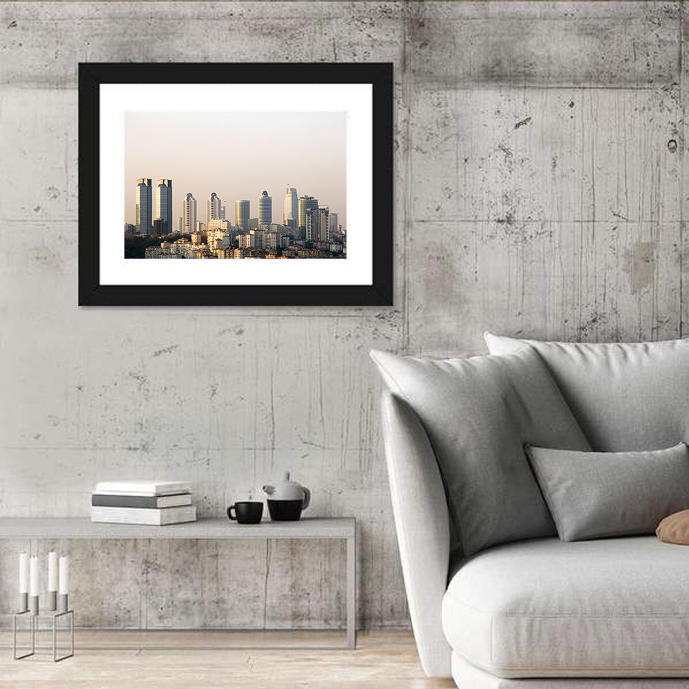 Istanbul Levent Skyline at Golden Hour Wall Art in a room, landscape