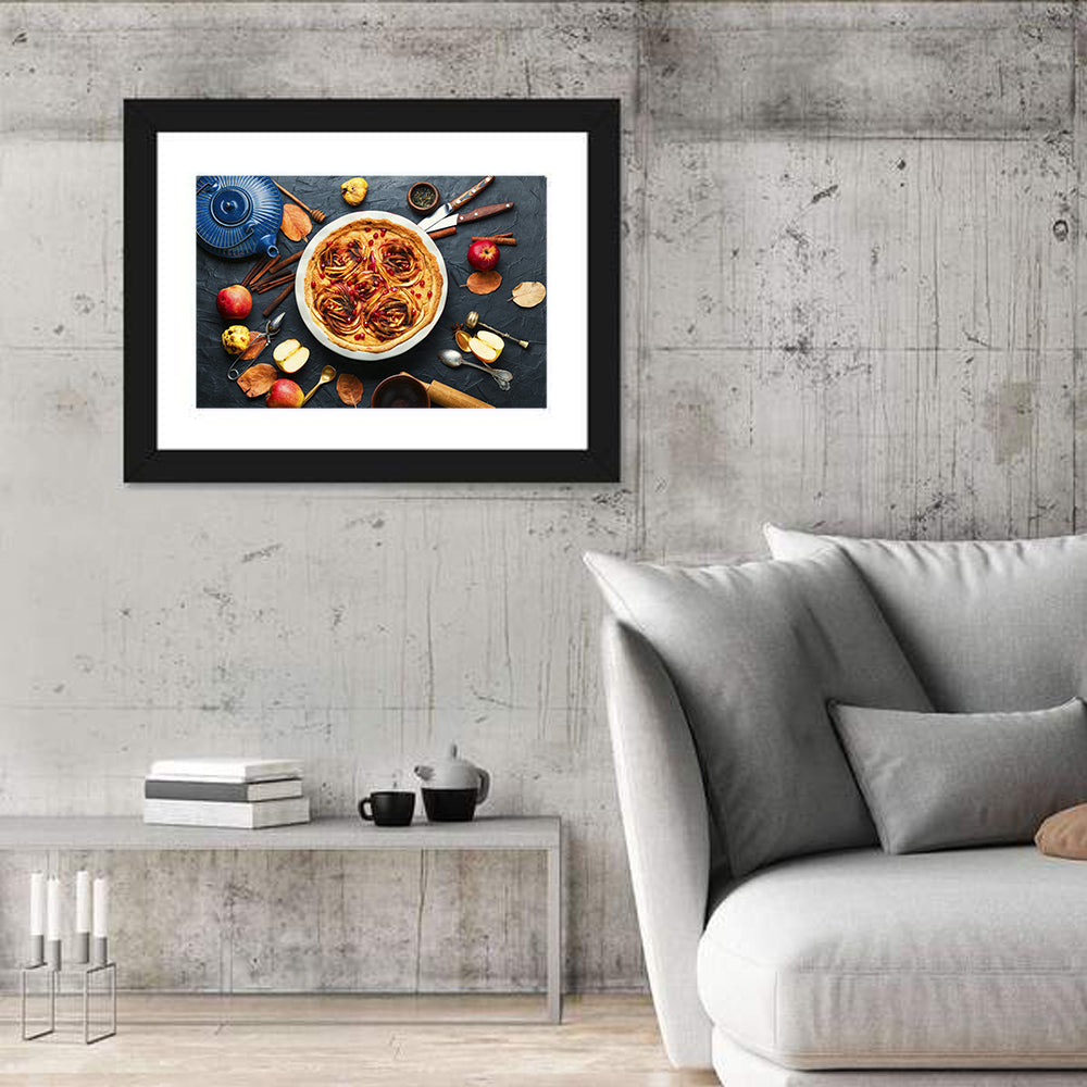 Apple Tart with Blue Teapot Wall Art