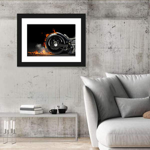 Black Motorcycle Burnout Wall Art