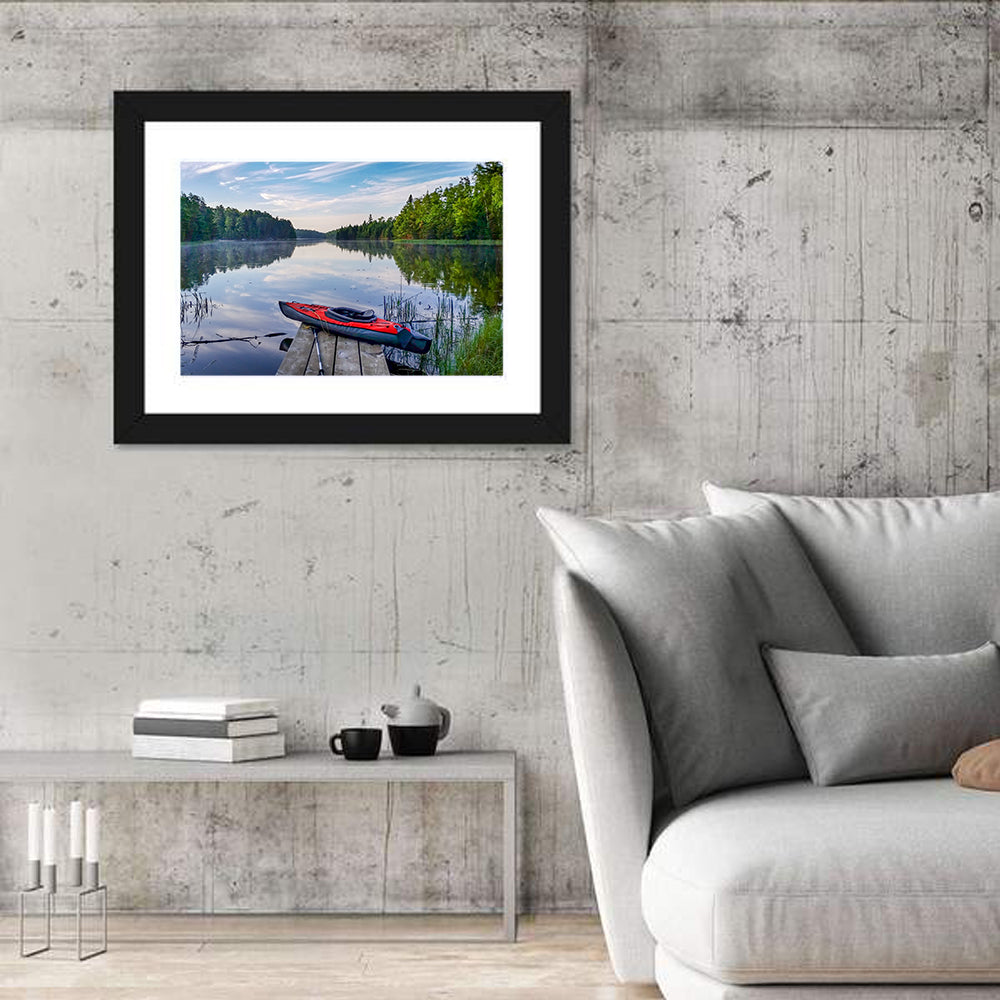 Red Kayak at Lake Kabetogama Wall Art in a room, landscape