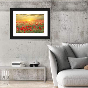 Poppy Field On Sunset Wall Art