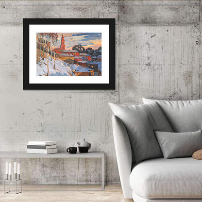 Winter Cityscape at Sunset Wall Art