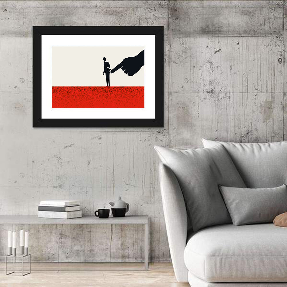 Giant Hand Pointing at Man Wall Art