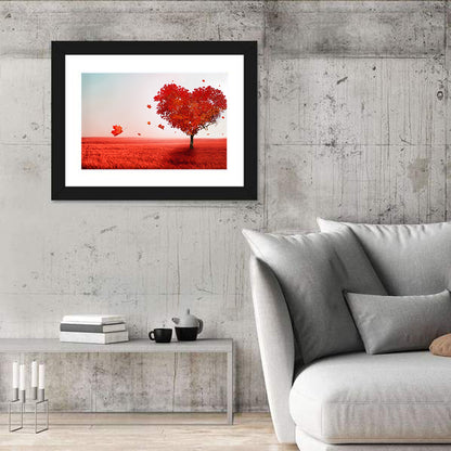 Heart-shaped Tree in Red Field Wall Art