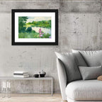 Lake Reflection with Purple Flowers Wall Art